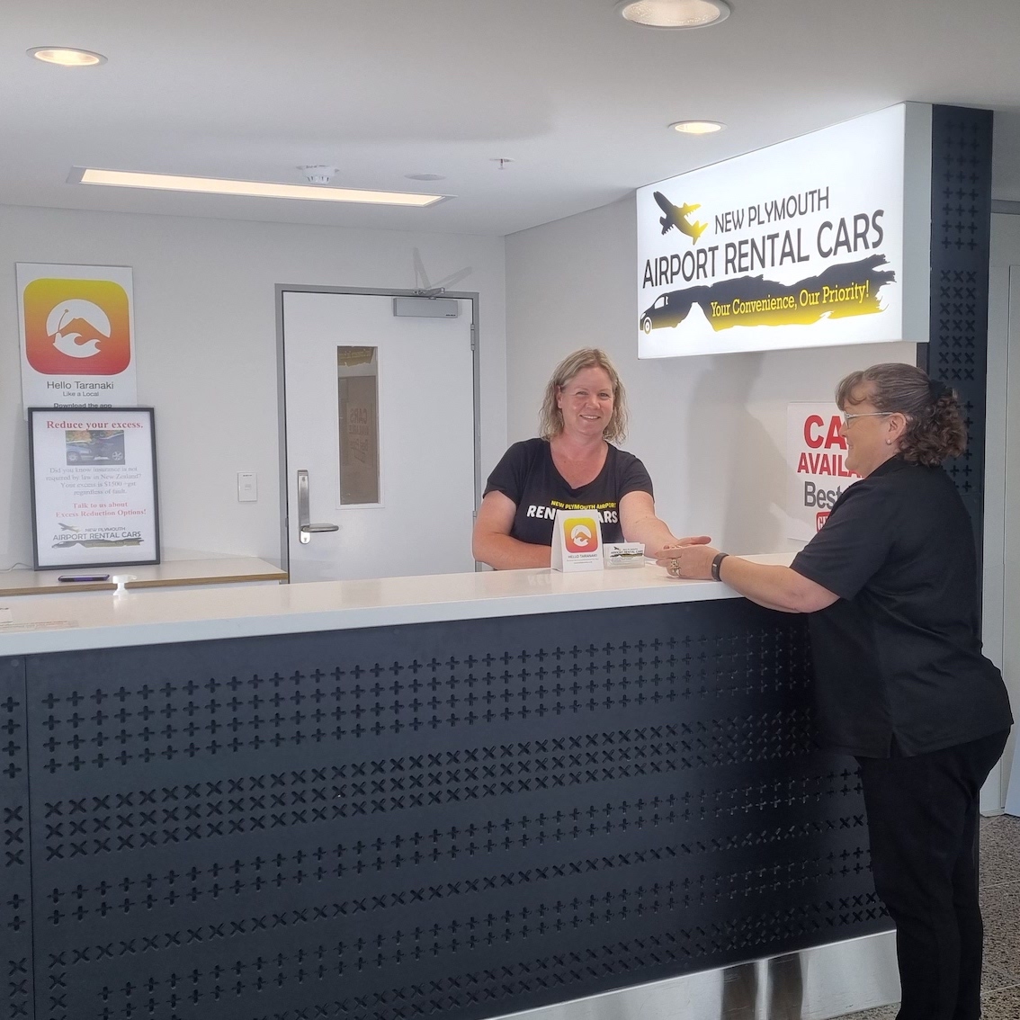 You'll find New Plymouth Airport Rental Cars inside the airport terminal at New Plymouth